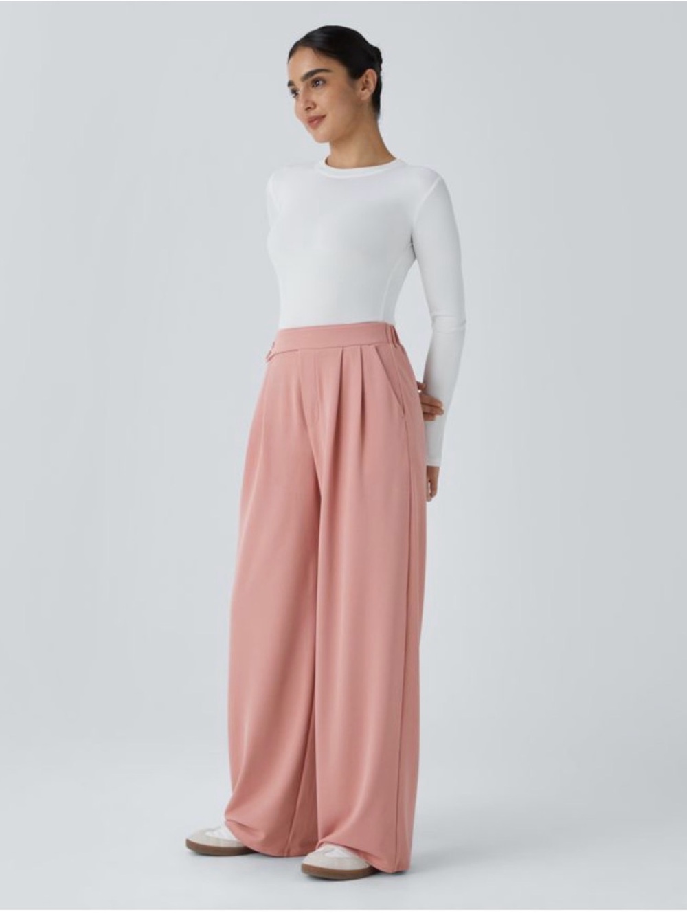 HALARA High-Rise Wide-Leg Pants in Dusty Pink